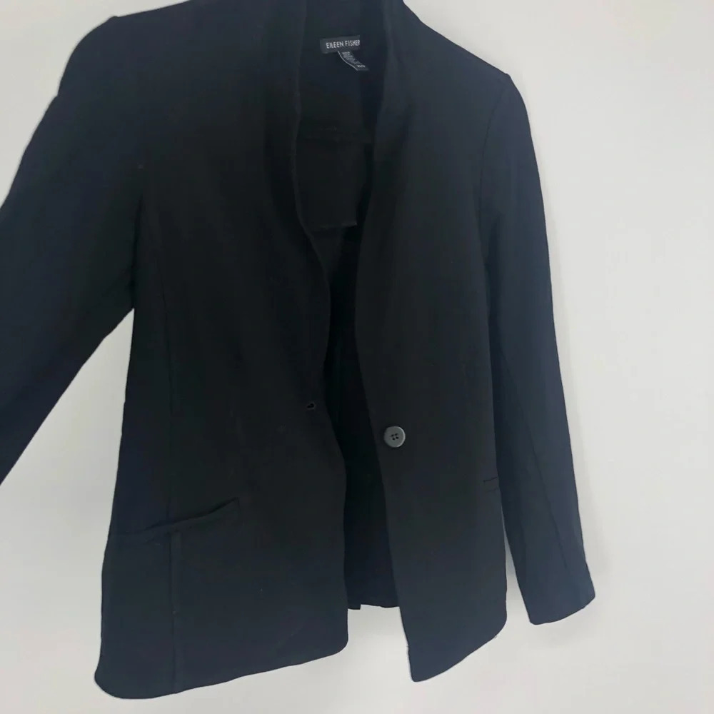 Eileen Fisher black stretchy blazer jacket xs